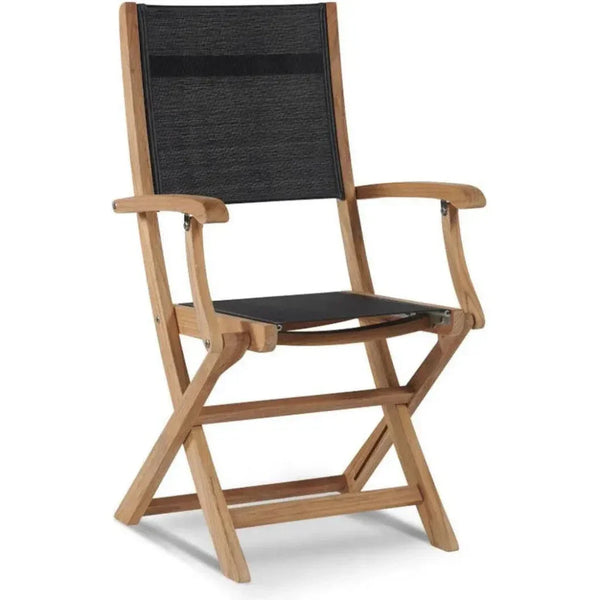 Stella Teak Outdoor Folding Armchair-Outdoor Dining Chairs-HiTeak-Black-LOOMLAN