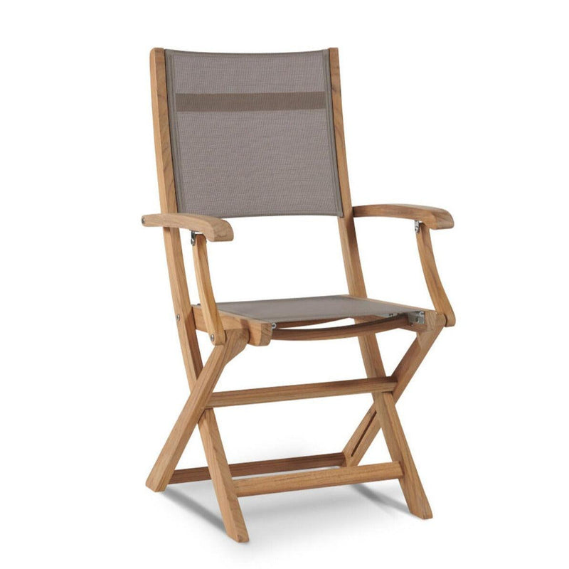 Stella Teak Outdoor Folding Armchair-Outdoor Dining Chairs-HiTeak-Taupe-LOOMLAN
