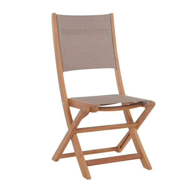 Stella Teak Outdoor Folding Chair-Outdoor Dining Chairs-HiTeak-Taupe-LOOMLAN