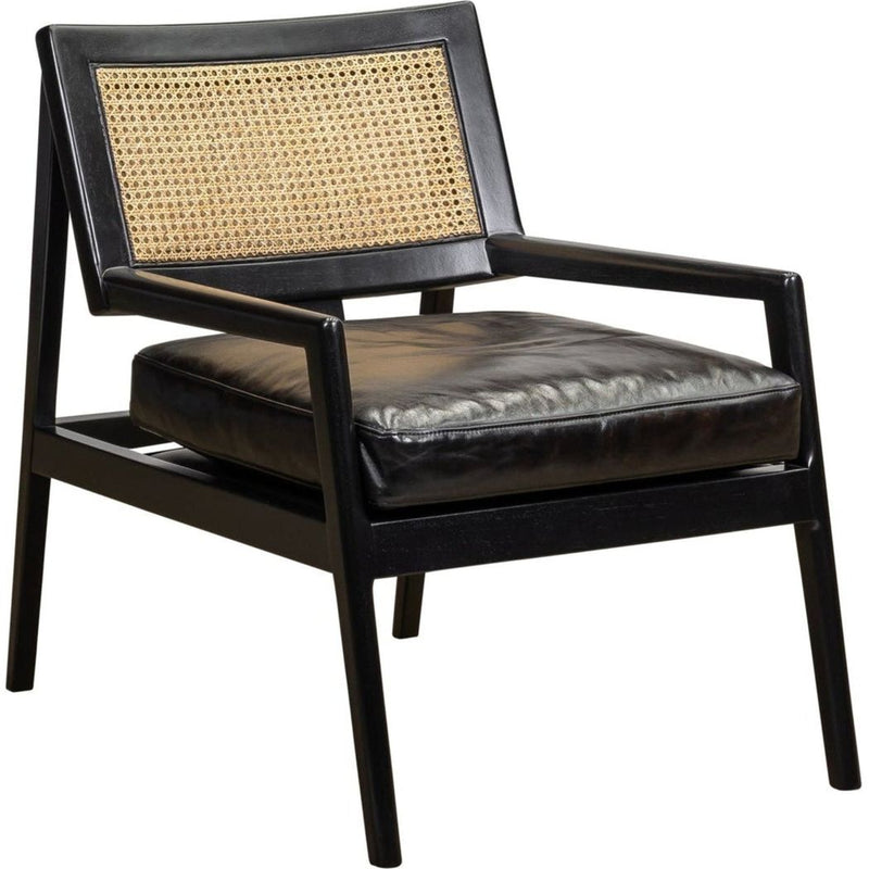 Sterling Cane Detailing Foam Cushion Chair-Accent Chairs-Olivia + Quinn-Wakefield Charcoal/Ebony-LOOMLAN