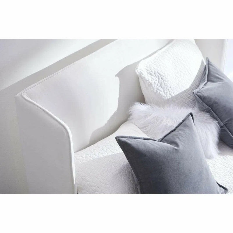 Stewart White Platform Cal King Bed Frame LiveSmart Upholstered Beds LOOMLAN By Essentials For Living