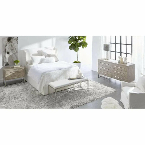 Stewart White Platform King Bed Frame LiveSmart Upholstered Beds LOOMLAN By Essentials For Living