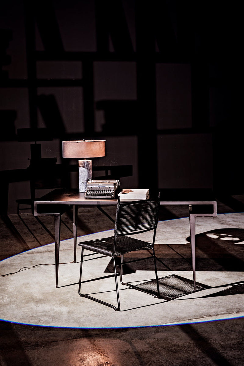 Stiletto Black Steel and Wood Desk-Home Office Desks-Noir-LOOMLAN