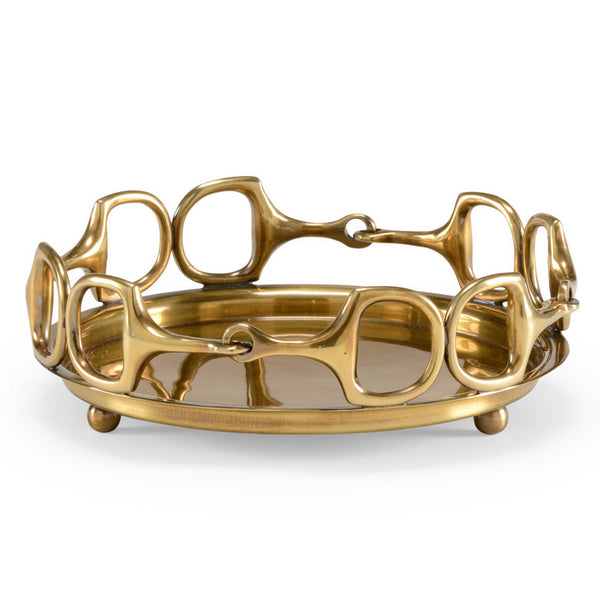 Stirrups Brass Round Serving Tray