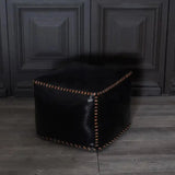 Stitched Leather Square Ottoman