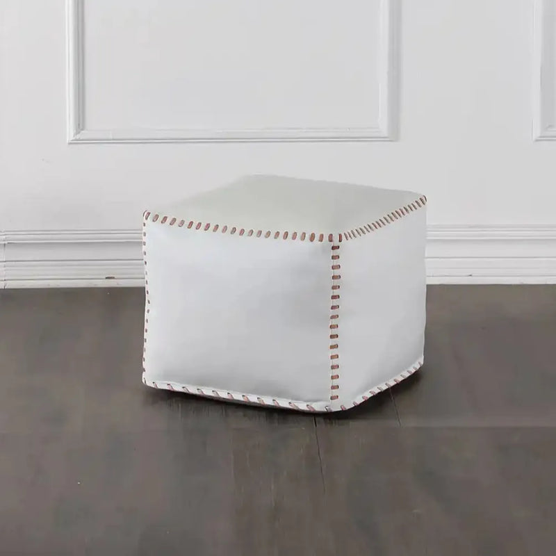 Stitched Leather Square Ottoman