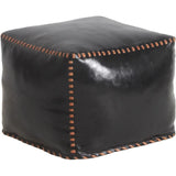 Stitched Leather Square Ottoman