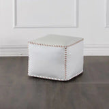 Stitched Leather Upholstered Square Ottoman