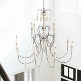 Stockholm White Rust Hannah Large Chandelier Chandeliers LOOMLAN By Currey & Co