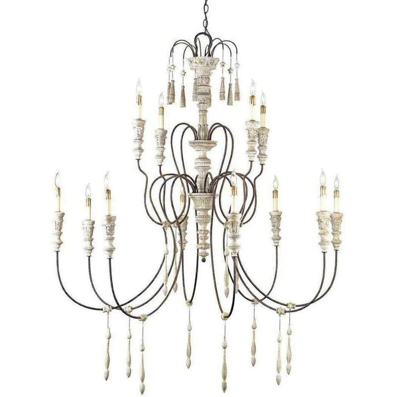 Stockholm White Rust Hannah Large Chandelier Chandeliers LOOMLAN By Currey & Co