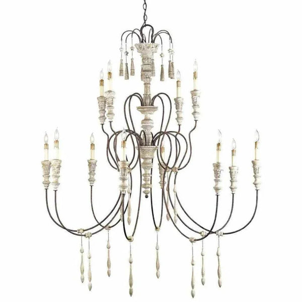 Stockholm White Rust Hannah Large Chandelier - LOOMLAN - Currey & Co - Chandeliers
