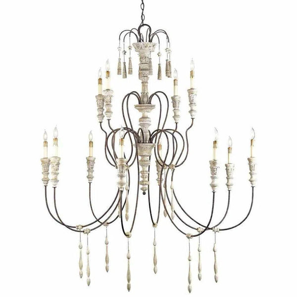 Stockholm White Rust Hannah Large Chandelier Chandeliers LOOMLAN By Currey & Co