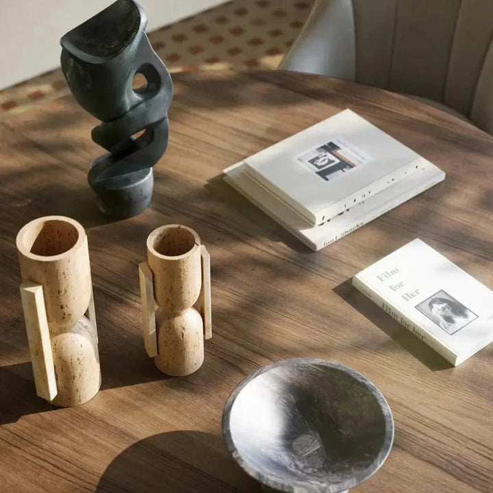 Stone Vase, Face to Face Set of 2 - LOOMLAN - Currey & Co - Vases & Jars