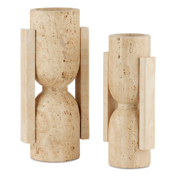 Stone Vase, Face to Face Set of 2-Vases & Jars-Currey & Co-LOOMLAN