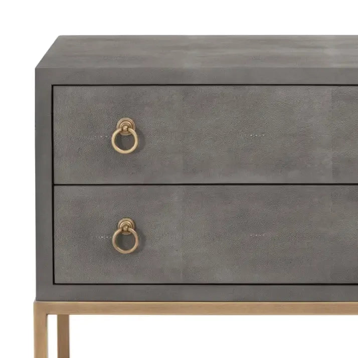 Strand Grey ShagreenNightstand 2 Drawers - LOOMLAN - Essentials For Living - Nightstands