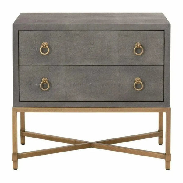 Strand Grey ShagreenNightstand 2 Drawers - LOOMLAN - Essentials For Living - Nightstands
