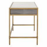 Strand Shagreen Desk With Drawers Gray Shagreen Clear Glass Home Office Desks LOOMLAN By Essentials For Living
