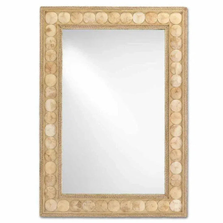 Straw Abaca Rope Coco Shell Buko Rectangular Mirror - LOOMLAN - Currey & Co - Wall Mirrors