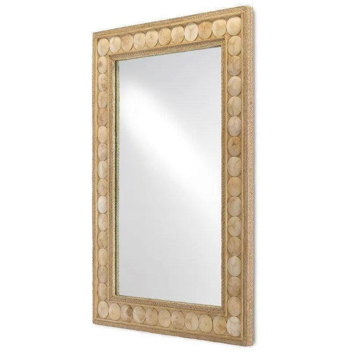 Straw Abaca Rope Coco Shell Buko Rectangular Mirror - LOOMLAN - Currey & Co - Wall Mirrors