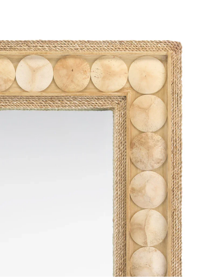 Straw Abaca Rope Coco Shell Buko Rectangular Mirror - LOOMLAN - Currey & Co - Wall Mirrors