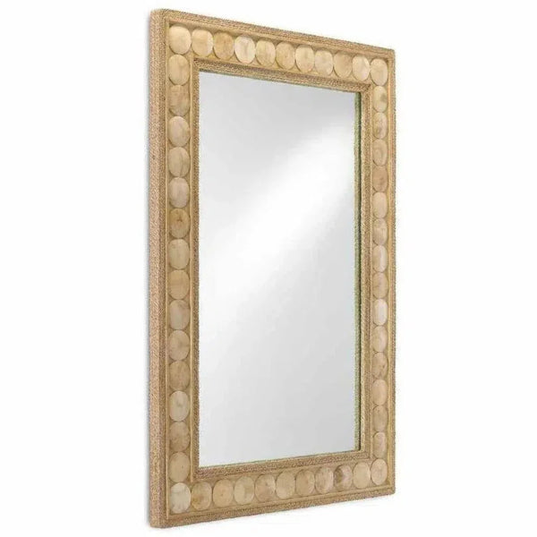 Straw Abaca Rope Coco Shell Buko Rectangular Mirror - LOOMLAN - Currey & Co - Wall Mirrors
