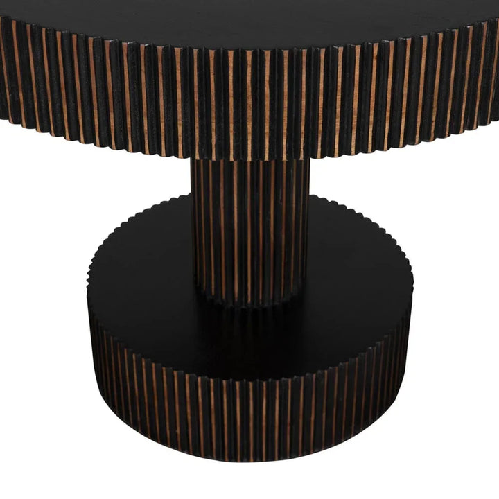 Stringata Wooden Round Side Table - LOOMLAN - Noir - Side Tables