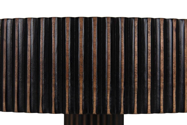 Stringata Wooden Round Side Table - LOOMLAN - Noir - Side Tables