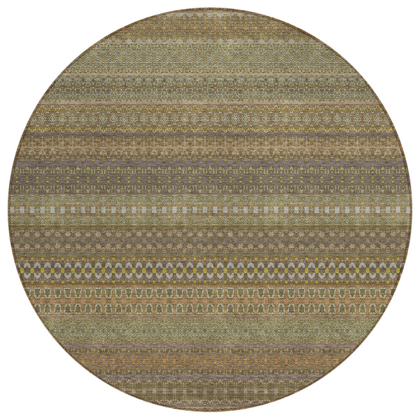 Stripes Brown Washable Indoor-Outdoor Rug