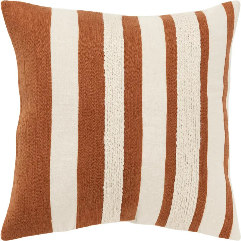 Stripes Down Filled Decorative Throw Pillow Cover-Throw Pillows-LOOMLAN-Rust-LOOMLAN