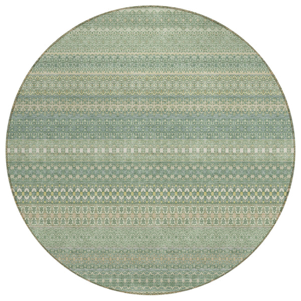 Stripes Green Washable Indoor-Outdoor Rug
