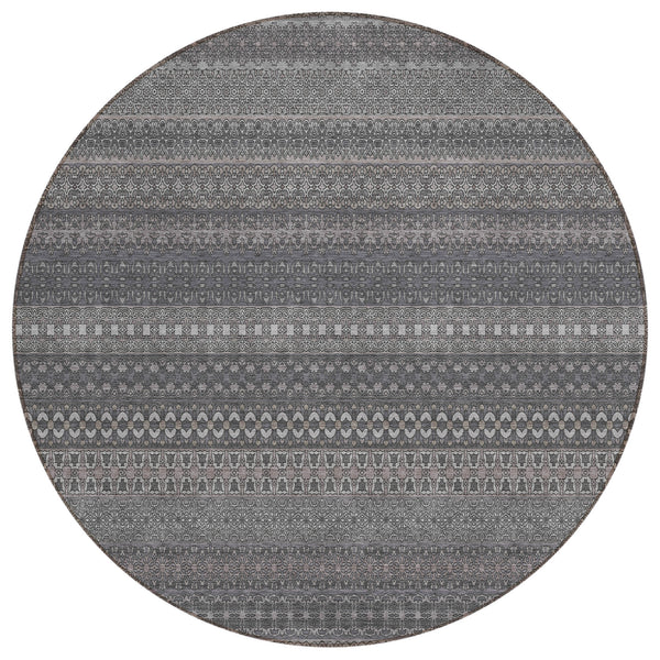 Stripes Grey Washable Indoor-Outdoor Rug