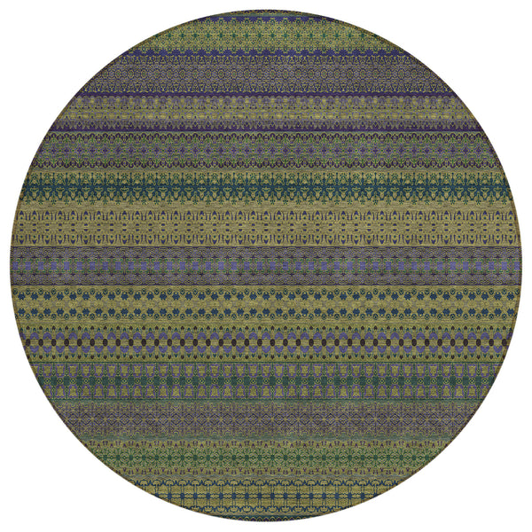 Stripes Olive Washable Indoor-Outdoor Rug