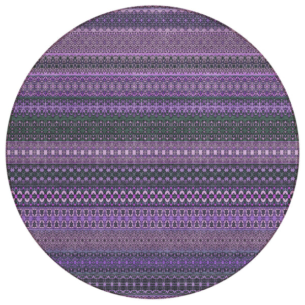 Stripes Purple Washable Indoor-Outdoor Rug