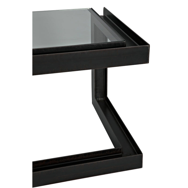 Structure Glass Top Contemporary Home Office Desk-Home Office Desks-Noir-LOOMLAN