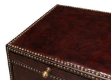 Studded Gentleman's Chest Leather Upholstery-Chests-Sarreid-LOOMLAN