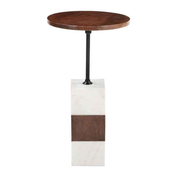 Stuk Wood Top Round Side Table