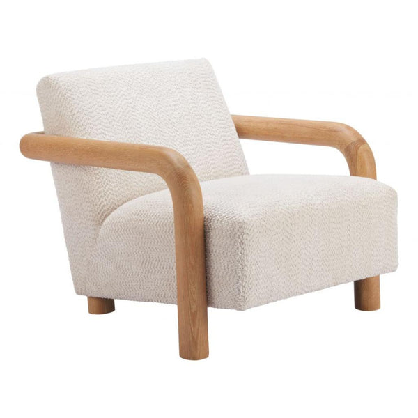 Subliem White Textured Fabric Accent Chair