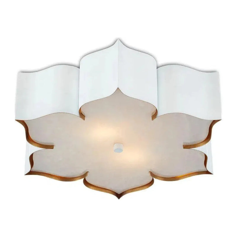 Sugar White Gold Grand Lotus White Flush Mount-Flush Mounts-Currey & Co-LOOMLAN