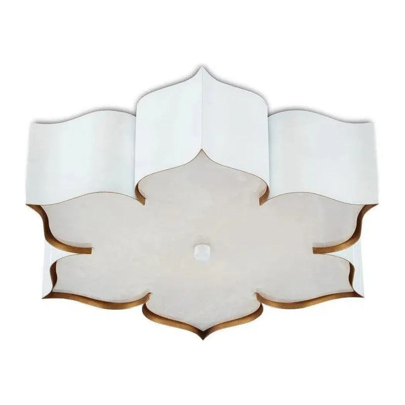 Sugar White Gold Grand Lotus White Flush Mount-Flush Mounts-Currey & Co-LOOMLAN