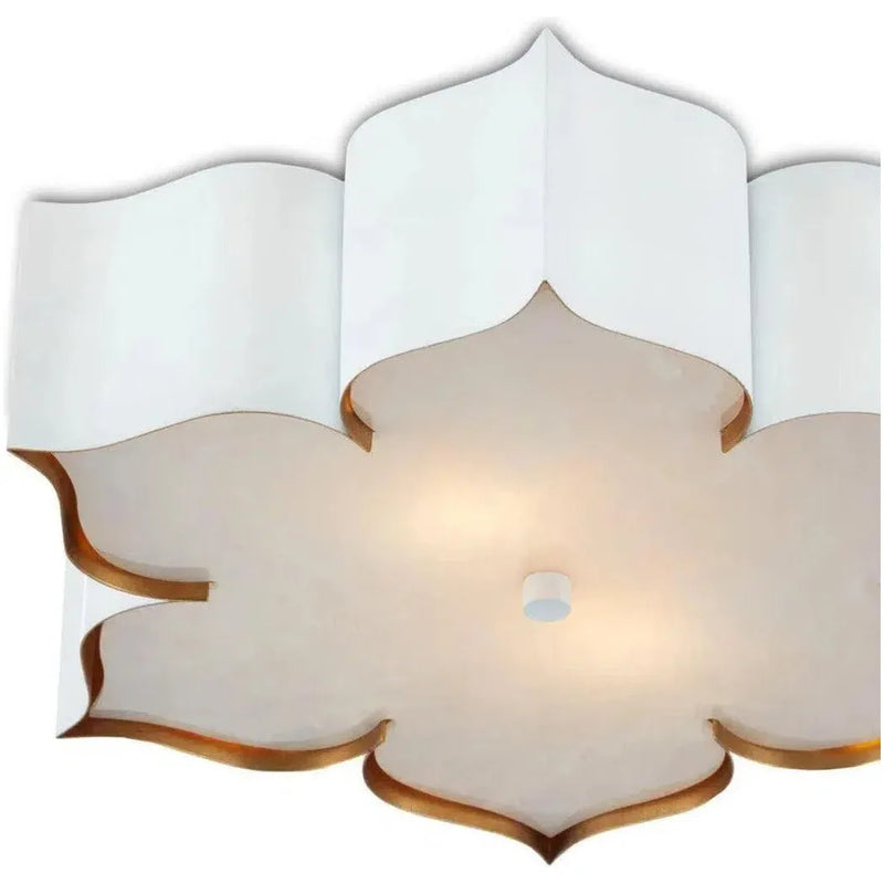 Sugar White Gold Grand Lotus White Flush Mount-Flush Mounts-Currey & Co-LOOMLAN