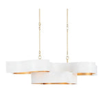 Sugar White Gold Leaf Grand Lotus White Oval Chandelier