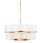 Sugar White Gold Leaf Grand Lotus White Oval Chandelier