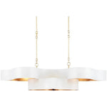 Sugar White Gold Leaf Grand Lotus White Oval Chandelier