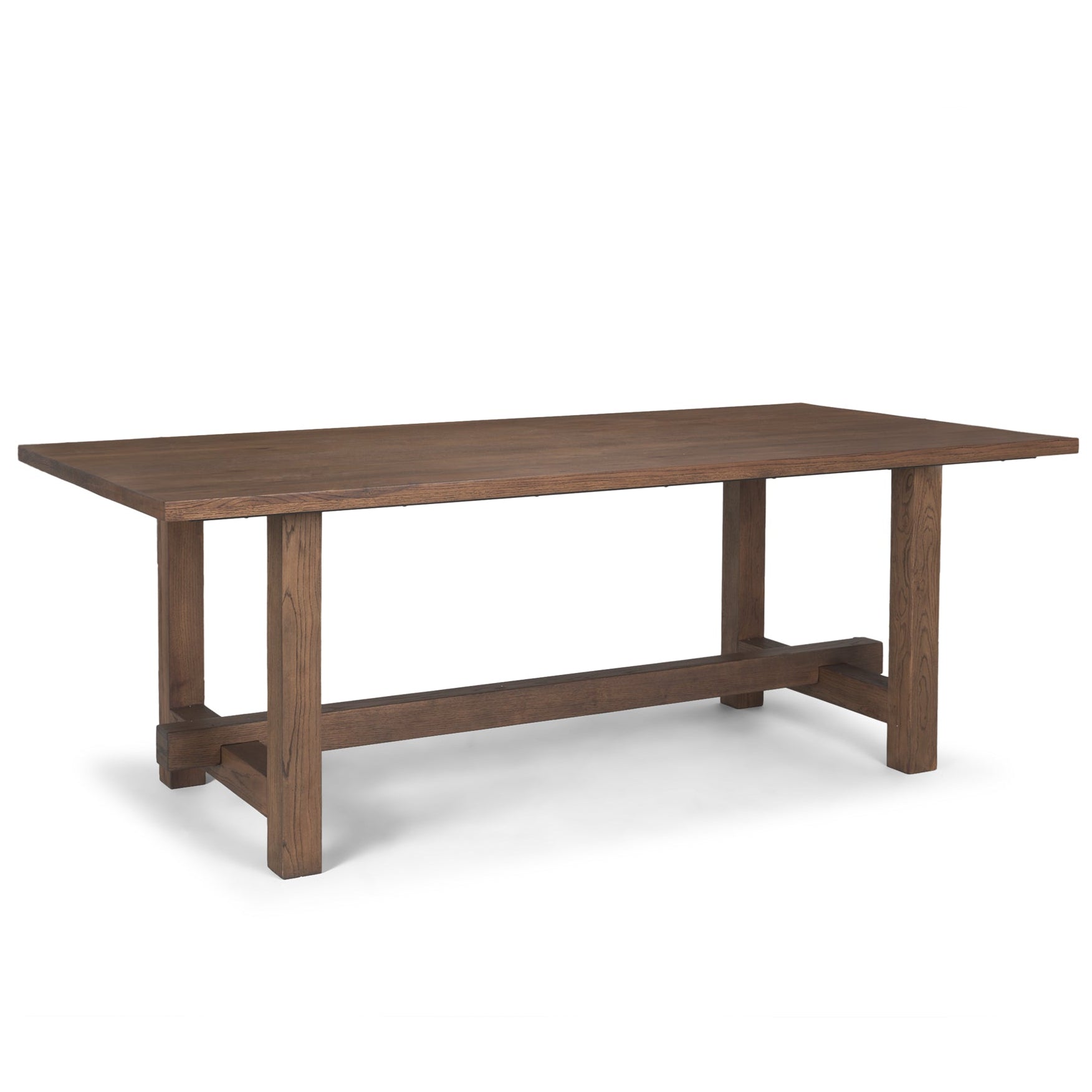 Get Suke Medium Brown Dining Table Solid Oak Trestle Style – LOOMLAN