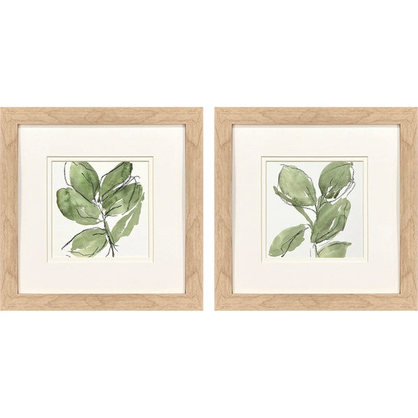 Summer Leaves Green Framed Wall Art 2PC