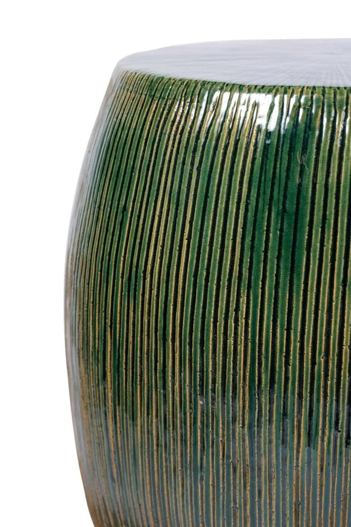 Sunburst Ceramic Glazed Patio Stool-Garden Stools-Seasonal Living-LOOMLAN