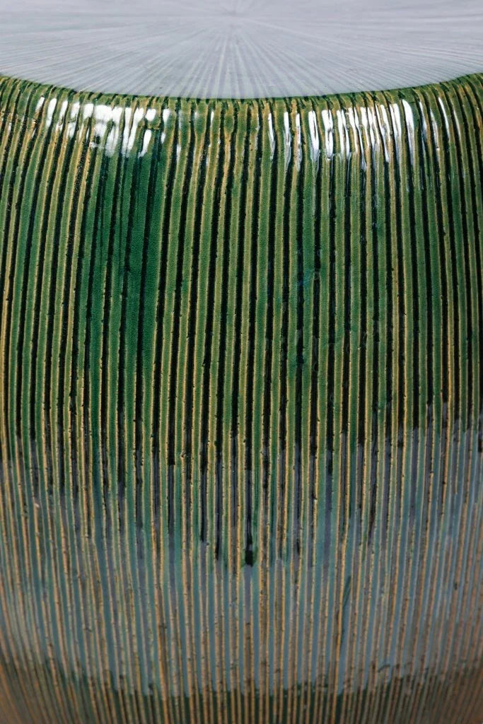 Sunburst Ceramic Glazed Patio Stool-Garden Stools-Seasonal Living-LOOMLAN