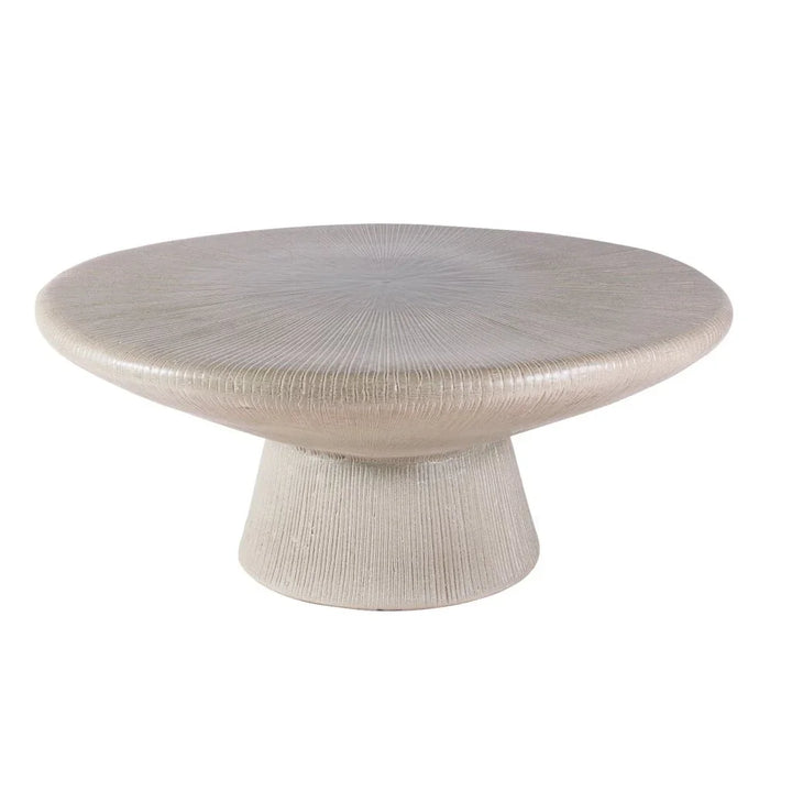 Sunburst Ceramic Patio Coffee Table-Outdoor Coffee Tables-Seasonal Living-Olive Semi-Gloss-LOOMLAN