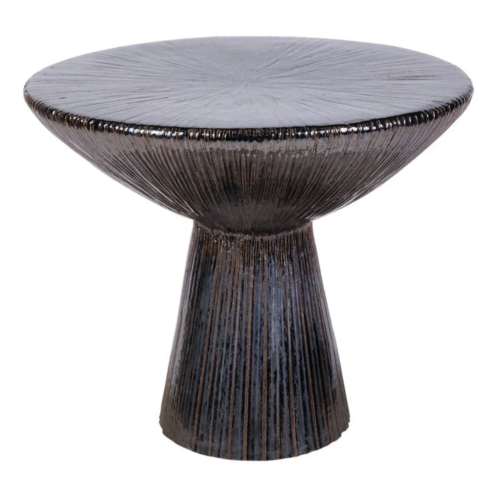 Sunburst Ceramic Round Patio Accent Table - LOOMLAN - Seasonal Living - Outdoor Side Tables