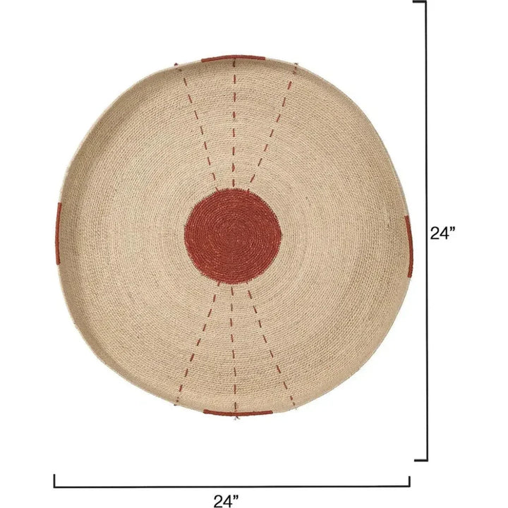 Sundial Seagrass Round Wall Art Rust-Framed Wall Art-Jamie Young-LOOMLAN